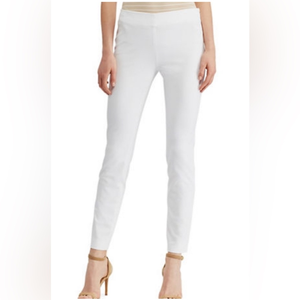 Lauren Ralph Lauren Womens White Zippered Ankle Length
Skinny Pants 14